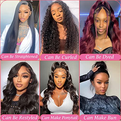 Doaburu 360 Lace Front Wigs Human Hair,14 inch Body Wave Transparent Full Lace Wigs Pre Plucked With Baby Hair,Can Make Ponytail and Buns,150% Density Remy Human Hair for Women