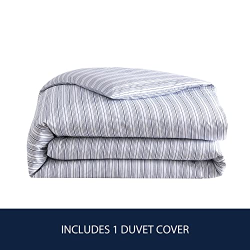 Nautica- Twin Duvet Cover, Cotton Reversible Bedding with Button Closure, Casual Home Décor for All Seasons (Beaux Stripe Blue, Twin)