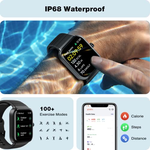 Fitpolo Smart Watch for Men Women,1.8” Touchscreen, Bluetooth Call, Alexa Built-in,24/7 Heart Rate, SpO2 Monitor, Step Counting, Sleep Tracking,IP68 Waterproof Fitness Tracker Watch for Android iPhone