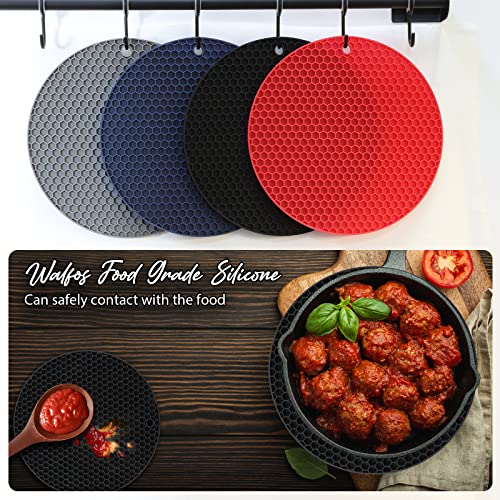 Joyhalo Trivets for Hot Dishes - Hot Pads for Kitchen, Silicone Pot Holders for Hot Pots and Pans, Silicone Mats for Kitchen Countertops, Table, Flexible Easy to Wash and Dry, Navy