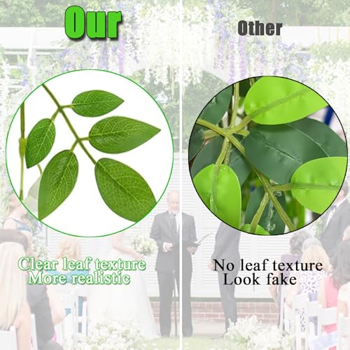 WEISPARK Fake Hanging Flowers - 12 Pieces 3.75 Feet/Piece Artificial Wisteria Vine Ratta Hanging Garland Silk Flowers for Home Party Wedding Decor (Pink)