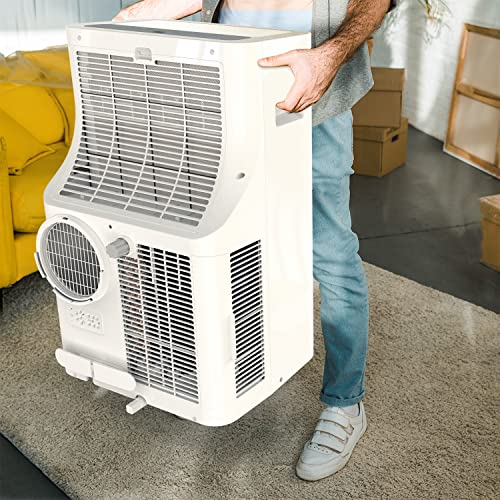 hOmelabs Portable Air Conditioner 12000 BTU - Cools Rooms up to 450 Sq. Ft. - Quiet AC Unit with Wheels, Washable Filter and Remote Control (New DOE 7200 BTU)