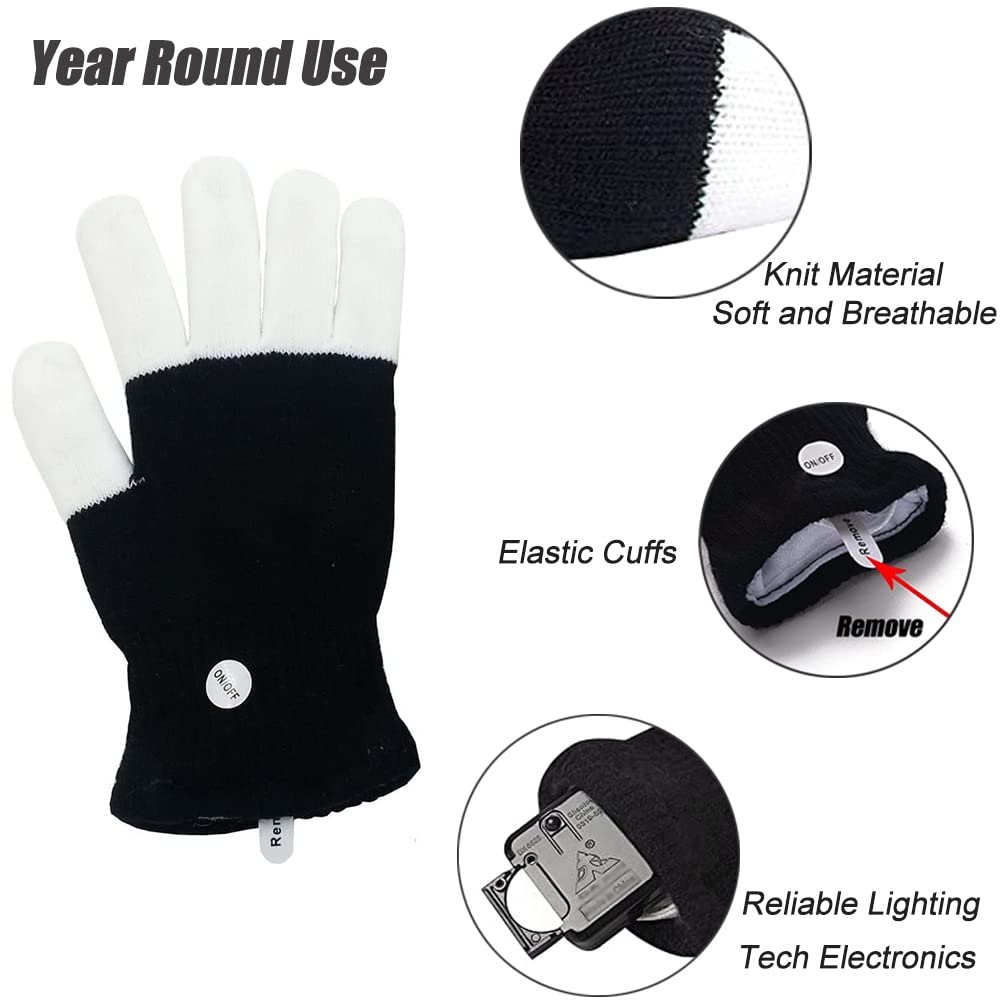 Luwint LED Colorful Flashing Finger Lighting Gloves, Glow Rave Cool Toys for Adult Teens