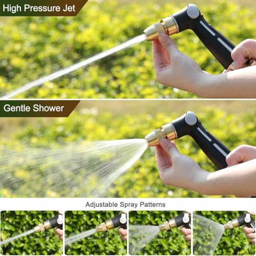 FANHAO Watering Wand Heavy Duty, 16 Inches Metal Garden Hose Wand with 8 Spray Patterns, Long Hose Nozzle Sprayer with ON/OFF Thumb Control, Perfect for Hanging Baskets, Shrubs, Garden and Lawn