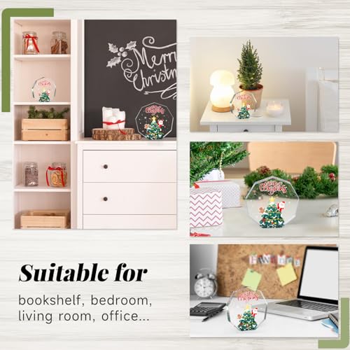 Acrylic Christmas Gift, Merry Christmas, Gifts for Friends, Lovers, Kids, Clear Keepsake and Paperweight for Home Office Table Shelf, with Gift Box (Christmas)