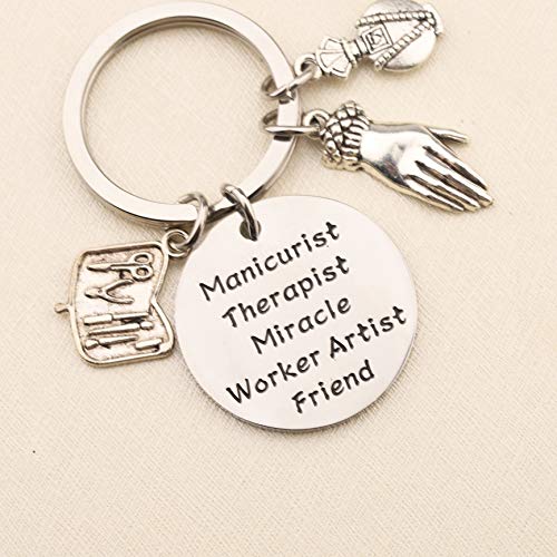 BEKECH Manicurist Gift Nail Tech Gift Manicurist Therapist Miracle Worker Artist Friend Keychain