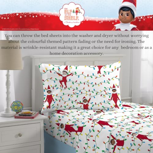 Franco Elf On The Shelf Holiday & Christmas Bedding Super Soft 100% Cotton Flannel Sheet Set, Twin, (Officially Licensed Product)