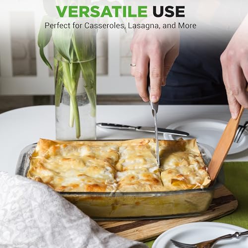 NutriChef 8-Piece Glass Baking Dish Set with Lids – Stackable Rectangular Bakeware for Lasagna, Casserole, Meatloaf, Leftovers & Storages– Oven, Freezer & Dishwasher Safe, BPA Free lid (Blue)