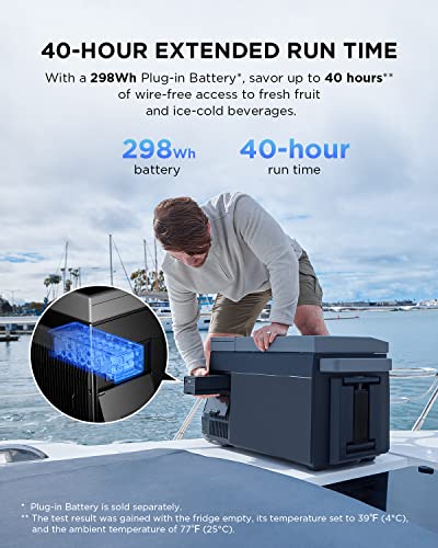 ECOFLOW 298Wh Plug-in Battery for GLACIER Portable Refrigerator Up to 40 Hr Runtime, Lithium Battery USB-C 100W Charger for Laptops [GLACIER NOT INCLUDED]