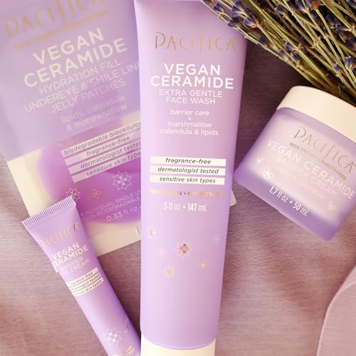 Pacifica Undereye Mask Vegan Ceramide Hydrating Jelly Eye Patches - Under Eye & Smile Line Masks for Fine Lines & Puffiness, Barrier Repair for Sensitive Skin, Fragrance-Free Vegan Clean Beauty