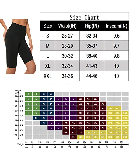 Neonysweets Womens Running Workout Yoga Shorts Cycling Short Pants Outfits Half Tights with Pockets Black M