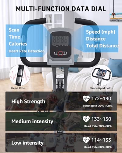 LINBOLUSA Indoor Exercise Bike for Seniors, 5 IN 1 Foldable Stationary Bike with 16-Level Magnetic Resistance and Tri-Position Ride, 330LBS Capacity, 6.6 LBS Flywheel, Designed for Home Workout 818 Gray