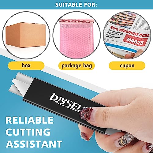 DIYSELF Box Cutters, 12 Pack Box Cutter Retractable, Box Cutter Knife with Single Edge Razor Blade, Utility Knife All Metal Shell, Box, Letter Opener for Packages, Boxes, and Paper, Work Knife for Men