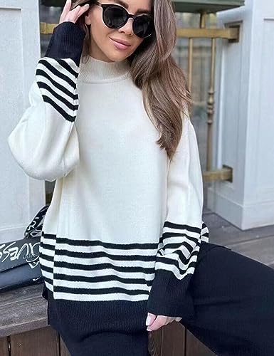 Tanming Women's Lounge Sets 2 Piece Outfits Knitted Pullover Sweater Tops Wide Leg Pants Tracksuit (Black-S)