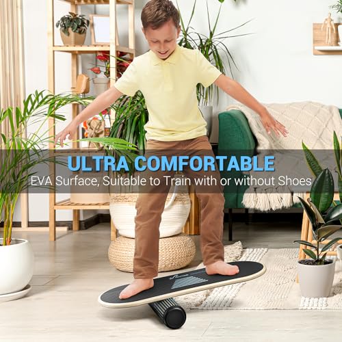 Sportneer Balance Board - 7 Modes Surf Balance Board Trainer with Adjustable Stoppers - Exercise Balancing Stability Trainer for Workout Improve Balance Physical Therapy - Roller & 2.8'' Ball Included