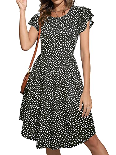 YATHON Summer Dresses for Women 2024 Floral Knee Length High Low Hem Dress with Pocket (YT231-Blue White F 03,S)