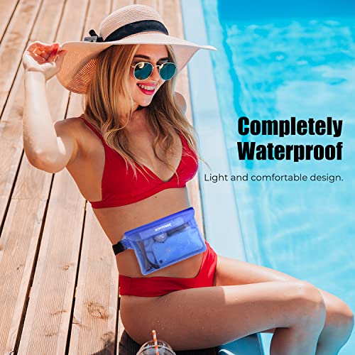 2-Pack Waterproof Pouch Bag with Waist Strap, ECHTPower Waterproof Fanny Pack, Dry Bag with Adjustable Belt for Beach Bulk Swimming Kayaking Floating Boating Fishing Hiking Pool Water Park