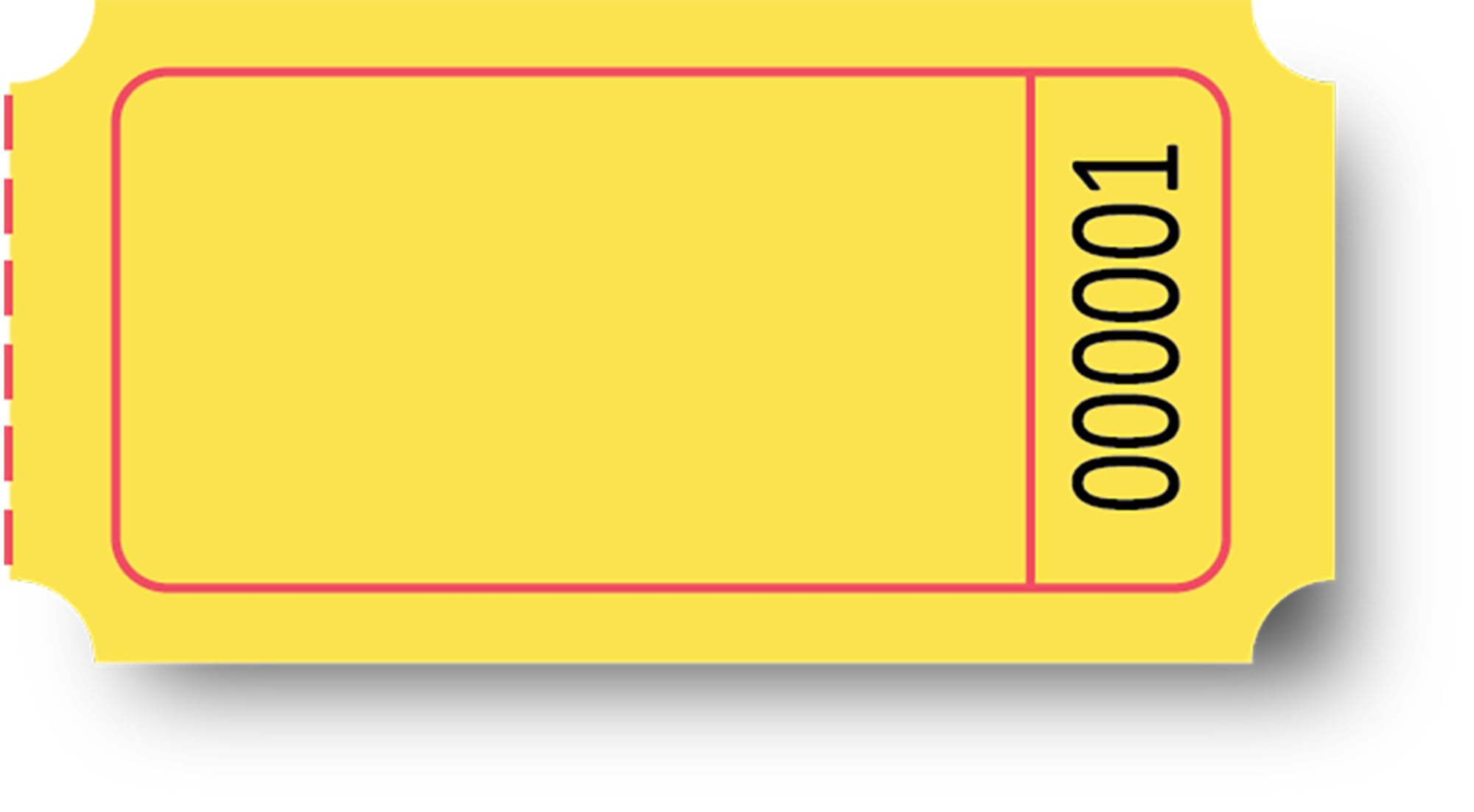 Premier Southern Ticket Single Roll Blank Tickets, 1 x 2 Inches, Yellow, Pack of 2000