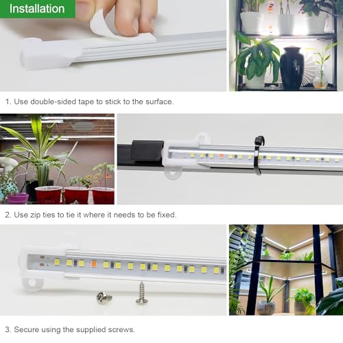 Wiaxulay LED Plant Grow Light Strips, 6000K White Grow Lights for Indoor Plants Full Spectrum, 3 Bars/16 in Grow Lamp with 6/12/16 Hrs Timer, 5 Brightness for Green House, Hydroponics, Seed Starting