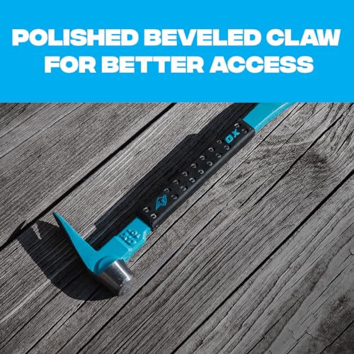 OX Tools 10" Molding Bar Cats Paw Nail Puller Tool with Wide Chisel Blade - Non-Slip Grip Multi-Purpose Beveled Claw with Hammer Head - Multi-use Mini Pry Bar for Trim and Nail Removal OX-P083110