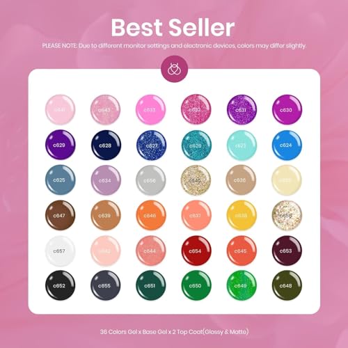 beetles Fall Gel Polish Set 36 Colors Gel Nail Polish Halloween Burgundy Red Orange Pink Gel Polish with 3Pcs Matte Top Base Coat Soak off UV Manicure Kit Gifts for Women Girls