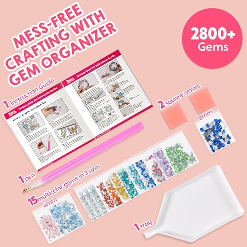 Klever Kits 16 Projects Gem Art, Kids Diamond Gem Painting Kit with 5D Gem, Arts and Crafts for Girls Ages 6-12, Gem Craft Activities Kits, Premium Art Gift Ideas for Girls Crafts Ages 6, 7, 8+