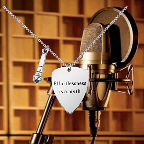 BEKECH Music Lover Necklace Singer Fans Gift Guitar Pick Pendant Necklace Outfits Jewelry Accessories Music Singer Fans Gift (Effortlessness is a myth)