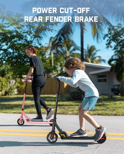 FanttikRide C9 Electric Scooter for Kids 3.9 ft - 5.2 ft, 6/10MPH, 5 Miles Range, LED Display, Adjustable Height, Foldable, Rubber Wheels, Lightweight, Scooter for Kids up to 132 lbs (Black)