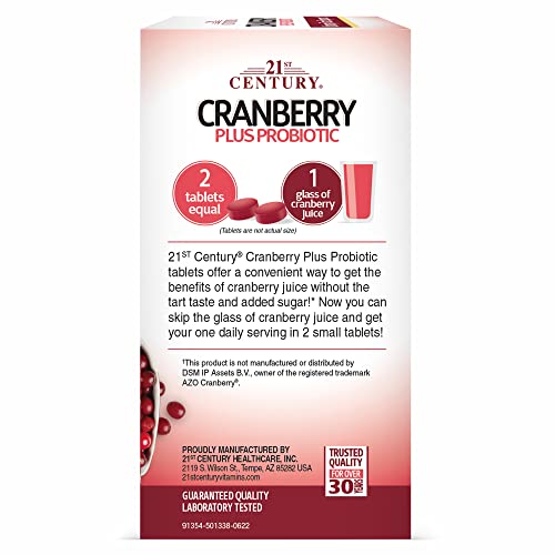 21st Century Cranberry Plus Probiotic Tablets, 60 Count