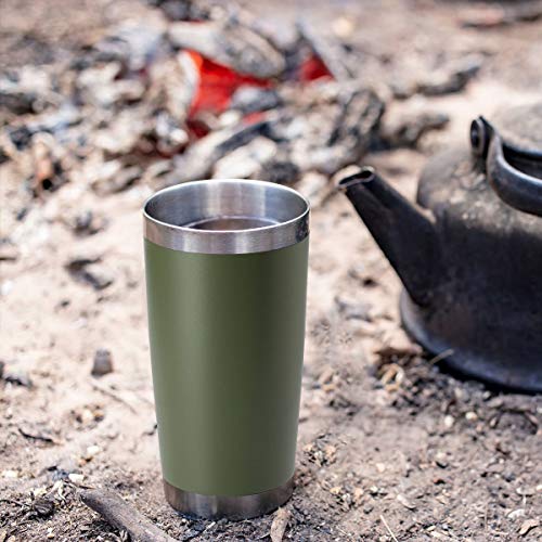 HASLE OUTFITTERS 20oz Tumblers Bulk Stainless Steel Cup with Lid Double Wall Vacuum Insulated Coffee Mug for Cold & Hot Drinks 1 Pack, Army Green