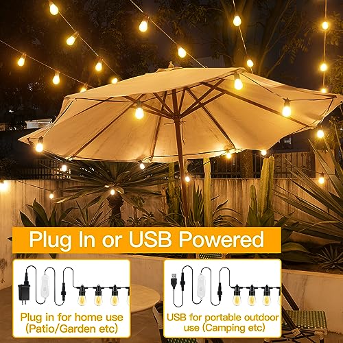 Ccinny 11 S14 LED Outdoor String Lights Waterproof with Dimmer,Dusk to Dawn Patio Lights for Outside with Remote(19Ft), Shatterproof Bulbs(1 Spare) Hanging Lights with Timer for Porch,Garden