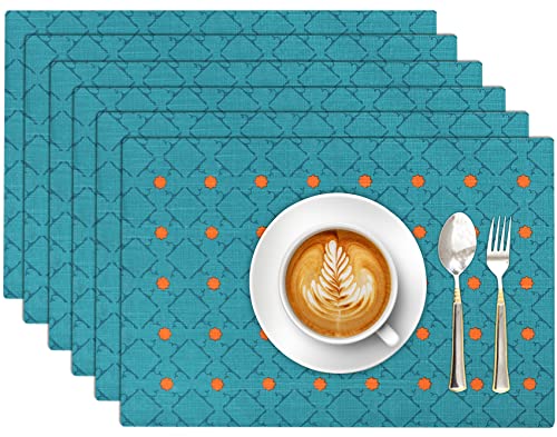 Ruvanti Placemats 100% Cotton 13 x 19 Inch, Dining Table Placemats Set of 6, Modern Place Mats for Dining Table Decor, Kitchen and Table Linens, Coffee Mat for Christmas Dinners - Luminous