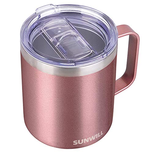 SUNWILL Insulated Coffee Mug with Lid, Birthday Gifts for Women, Stainless Steel Coffee Cup, Inspirational Sometimes You Forget You're Awesome Gifts for Mom, Best Friend, Her- 14oz Rose Gold