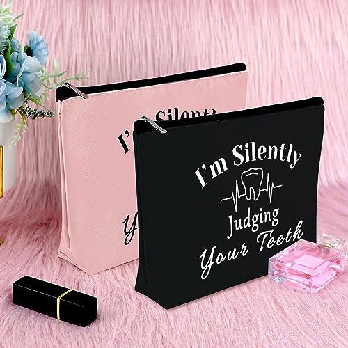 Dentist Gift Makeup Bag Dental Hygienist Gifts Dentist Birthday Gifts Dental Assistant Gifts Dental Gifts for Dentist Appreciation Gift for Women 2Pcs Travel Cosmetic Pouch Christmas Birthday Gift