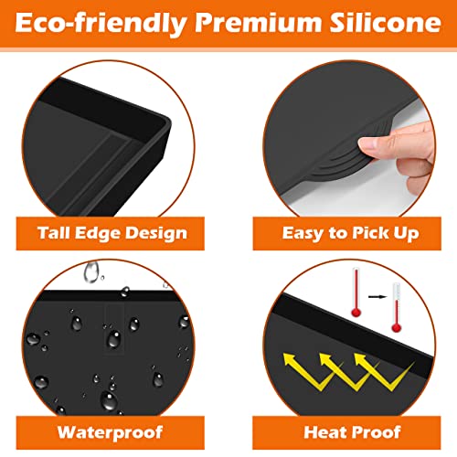 17" Griddle Mat Silicone for Blackstone, Magnetic Protective Cover Mats Blackstone Griddle Top Covers for Blackstone Protector Outdoor-Black