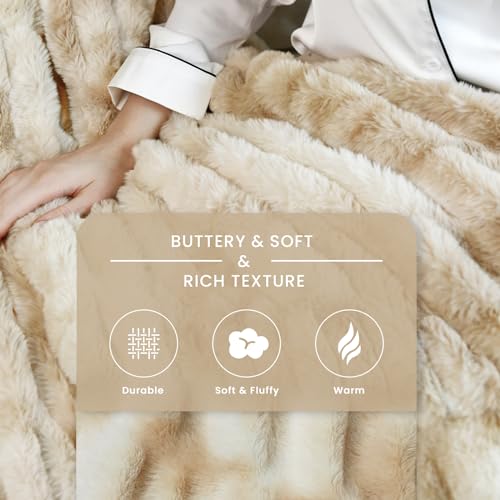 blunique Faux Fur Blanket Extra Soft, Luxury Dual-Sided Faux Fur Throw Blanket, Flannel and Faux Fur Blend, Luxury Furry Throw Blanket for Couch,50x60 Inches