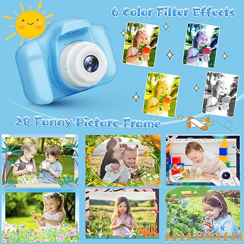 Kids Camera for Boys and Girls, GPOSY Digital Camera for Kids, Toddler Camera Christmas Birthday Toy Gifts for Kids Age 3 4 5 6 7 8 9 10 with 32GB SD Card, Video Recorder 1080P HD(Blue)