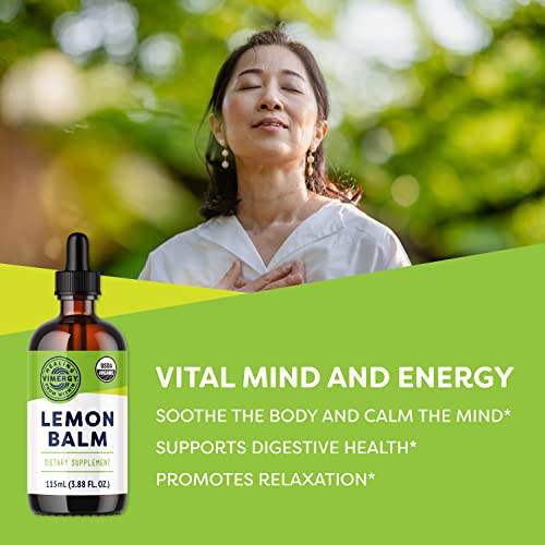 Vimergy USDA Organic Lemon Balm Extract, 115 Servings – Supports Calm and Relaxed Feeling– Relief from Occasional Nervous Tension – Alcohol-Free – Gluten Free, Non-GMO, Kosher, Vegan & Paleo (115 ml)