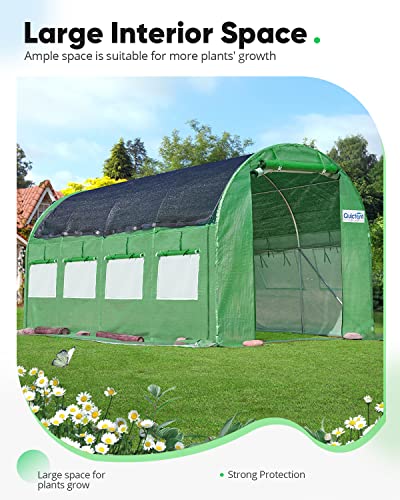 Quictent 25x10x6.6FT Swing Door Greenhouse, Large Walk-in Green House for Outdoors, Reinforced Heavy Duty Frame, Upgraded Tunnel Hoop House Kit for Outside Garden Plant, 10 Screen Window, Green