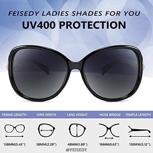 FEISEDY Women Oversized Polarized Sunglasses Ladies Large Shades Classic Fox Sunglasses B2730