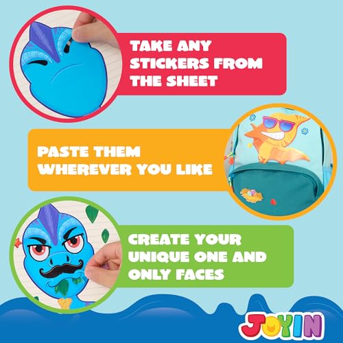 JOYIN 24 PCS 6"x 9" Make a face Stickers for Kids, Make Your Own Animal Dinosaur and Match Sticker Sheets with Dinosaur and Fantasy Animals Kids Crafts Party Favors Goodie Bags Stuffers for Kids