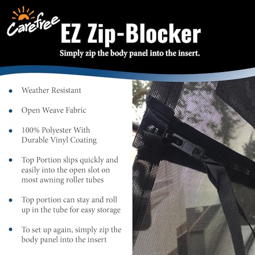 CAREFREE 701007ACD Black 10' x 7' Drop RV Awning EZ ZipBlocker