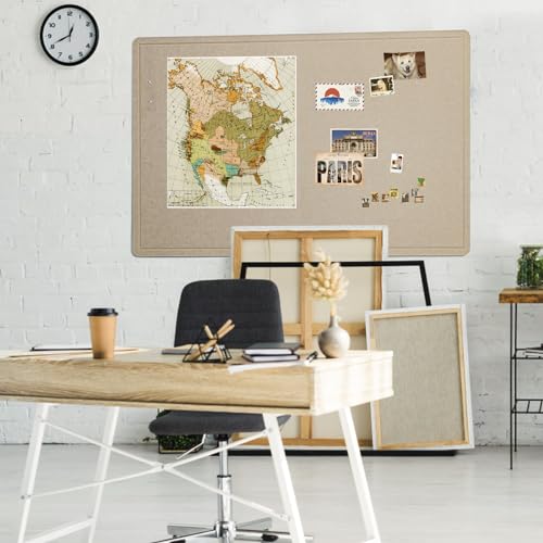 Large Bulletin Board - 72 x 48 Inches, Decorative Felt Pin Board for Wall - 6' x 4' Foldable Photo Display Board with Self-Adhesive Tape, Includes 20 Push Pins - Beige Brown