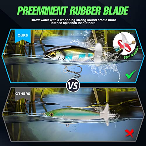 Fishing Lure Set Bass with Topwater Floating Rotating Tail Artificial Hard Bait Fishing Lures with Box/Swimbaits Slow Sinking Hard Lure Fishing Tackle Kits Lifelike…