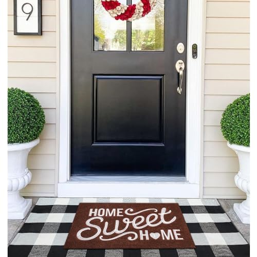 AAZZKANG Yellow Door Mat Outdoor Indoor Decorative Home Sweet Home Doormat with Non Slip Rubber Backing Ultra Absorb Mud Easy to Clean Entryway Mats