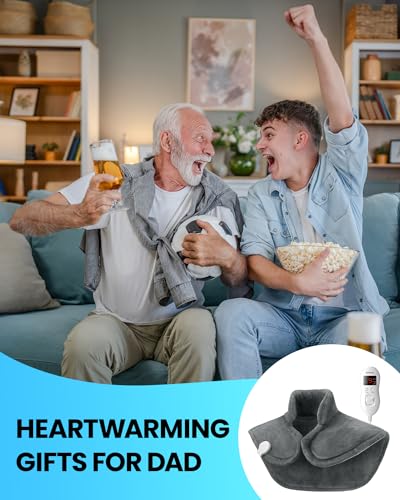 RENPHO Heating Pad for Neck and Shoulders and Back, FSA HSA Eligible, Relaxing Gifts for Women Men Mom Dad, Electric Weighted Heat Pad for Pain Relief with Auto Shut Off, ETL Certified, Gray