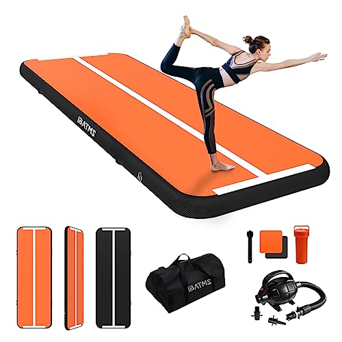 IBATMS Air Tumbling Mat Tumble Track, 4/8inches Inflatable Gymnastics Air Mat for Home Use/Training/Cheerleading/Yoga/Water with Air Pump