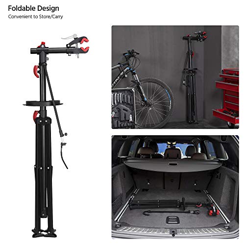 Yaheetech Bike Repair Stand Height Adjustable Bike Work Stands with Multiple Quick Release Telescopic Arm Tool Tray for Home Bicycle Mechanic