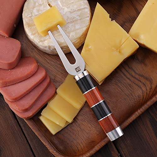 yq 3 Pieces Cheese Knives Set for Charcuterie Boards,Colorful Wooden Handle Cheese Knife Set for Soft Hard Cheeses,Parmesan Knife Cheese Cutter Serving Fork,Gift Box