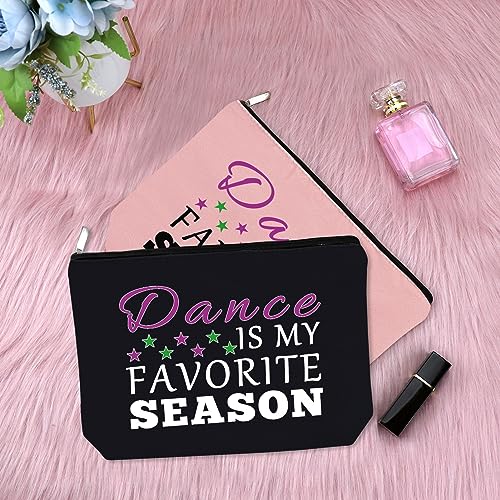 Dance Lover Gift Makeup Bag Dance Instructor Gift Dance Teacher Appreciation Gifts Cosmetic Bag Dance Graduation Gift Dancer Gift for Women 2PCS Travel Zipper Cosmetic Pouch Christmas Birthday Gifts